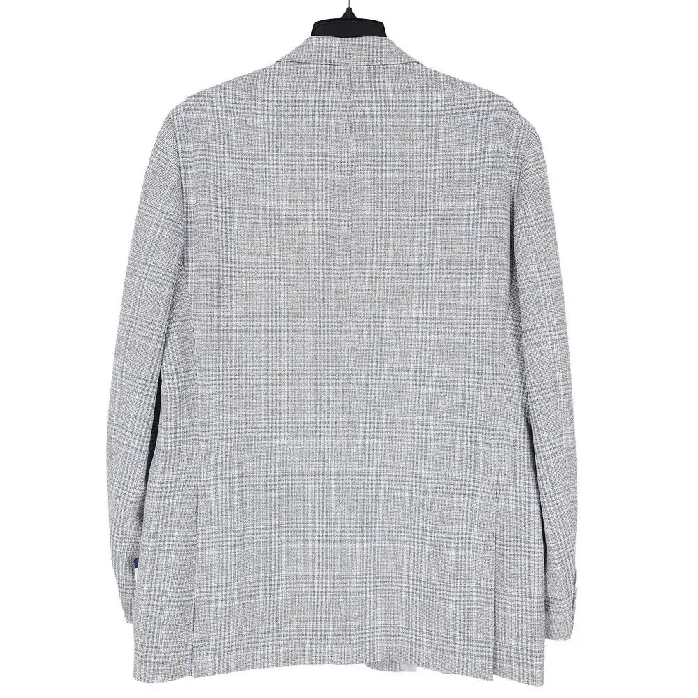 Tommy Hilfiger Mens Modern Fit Sport Coat 46L Light Grey Blue Plaid Stretch NWT